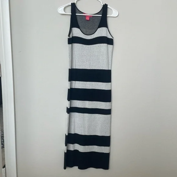 Black and Gray Striped Sleeveless Dress - Picture 1 of 3